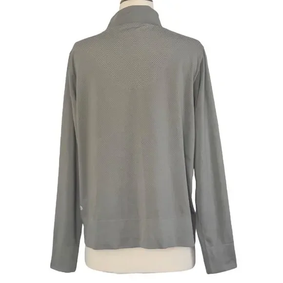 LULULEMON Swiftly Relaxed Half Zip Long Sleeve Top Size 12 Gull Grey/White - Picture 7 of 12